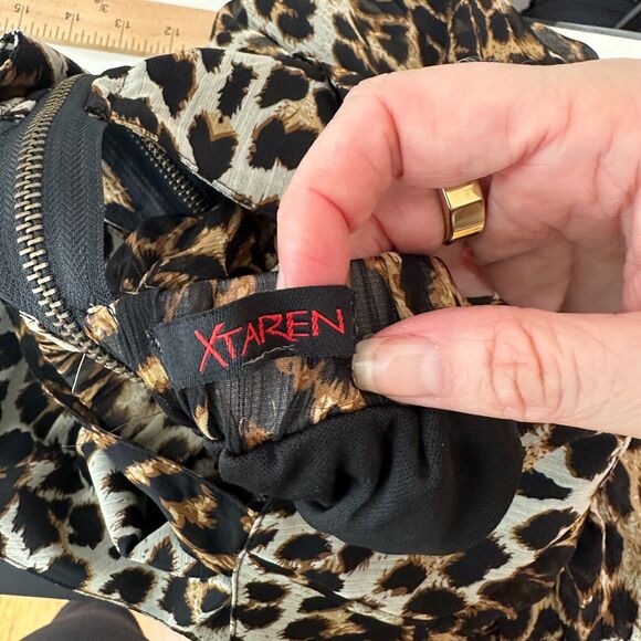 Xtaren Cheetah Print Strappy Hi-Low Open Side Sweetheart Neck Zip Back Dress S - Picture 8 of 14